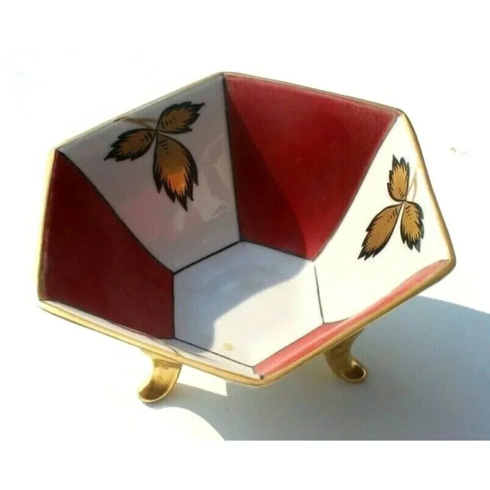 Vtg Art Deco Hollywood Mabendorf German Porcelain Footed Sugar Dish Bowl